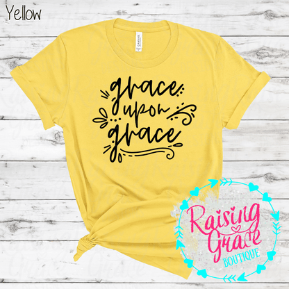 Grace Upon Grace Graphic T-Shirt | Faith Based Graphic Tee | Christian Inspirational Shirt | Boutique Faith Tee | Scripture Inspired Shirt