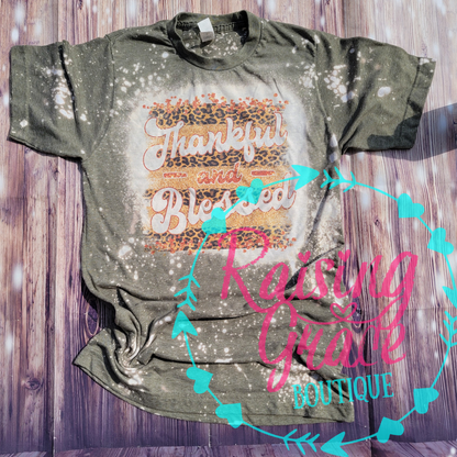 Thankful and Blessed Bleached T-Shirt