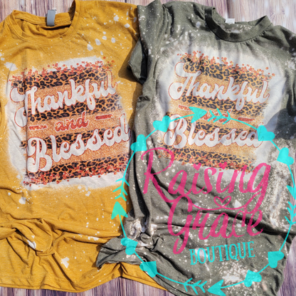 Thankful and Blessed Bleached T-Shirt