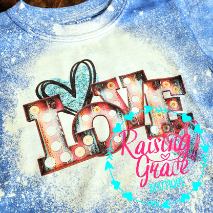 Love Marquee Bleached Youth Tee | Kids Valentine’s Graphic Shirt