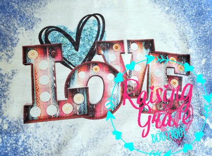 Love Marquee Bleached Youth Tee | Kids Valentine’s Graphic Shirt