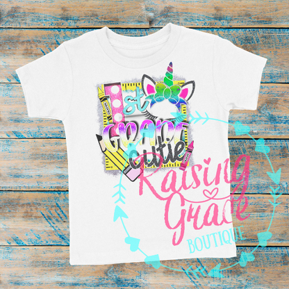 First Grade Cutie Youth Graphic T-Shirt | Back To School Shirt | First Grade Tee | Cute School Shirt | Girls School Tee