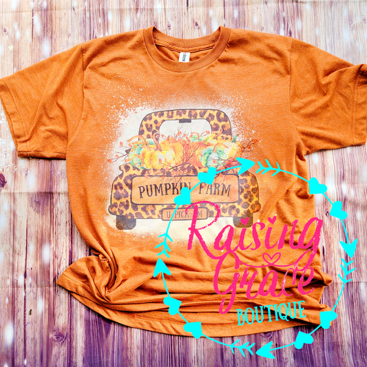 Leopard Pumpkin Farm Bleached Tee